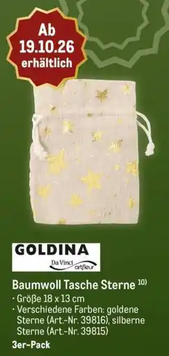 METRO GOLDINA Baumwoll Tasche Sterne Angebot