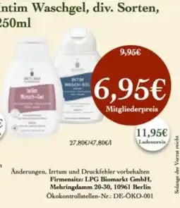 LPG Biomarkt Bioturm Intim Wasch-Gel Angebot