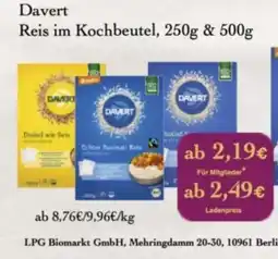 LPG Biomarkt Davert Reis im Kochbeutel Angebot