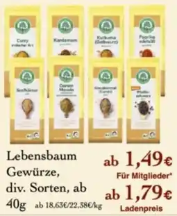 LPG Biomarkt Lebensbaum Gewürze Angebot