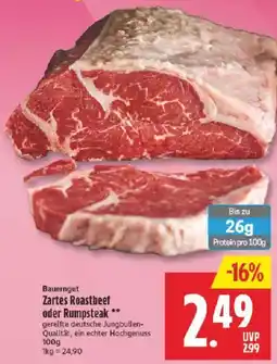 Marktkauf Bauerngut Zartes Roastbeef oder Rumpsteak Angebot