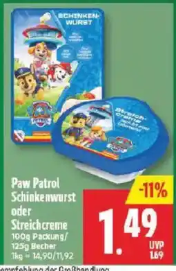 Marktkauf Paw Patrol Schinkenwurst oder Streichcreme Angebot