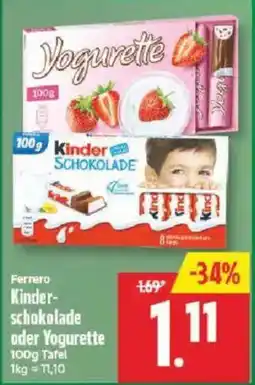 Marktkauf Ferrero Kinder-schokolade oder Yogurette Angebot
