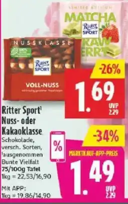 Marktkauf Ritter Sport Nuss- oder Kakaoklasse Angebot