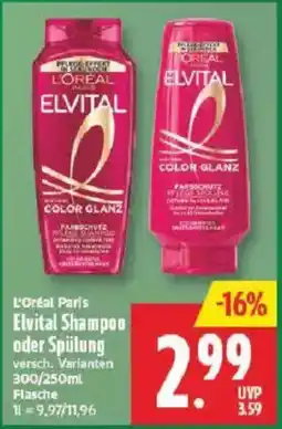 Marktkauf L'Oréal Paris Elvital Shampoo oder Spülung Angebot