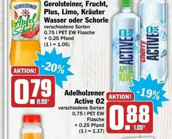 Hit Gerolsteiner Frucht Plus Limo Kräuter Wasser Oder Schorle Adelholzener Active O2 Angebot