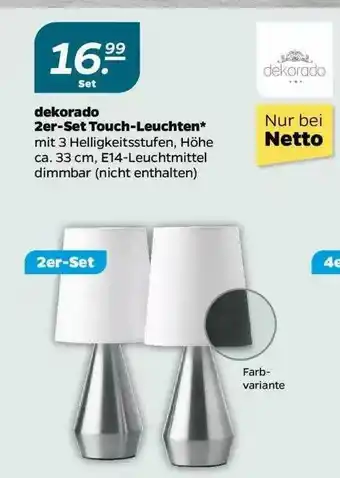 NETTO Dekorado 2er-set Touch-leuchten Angebot