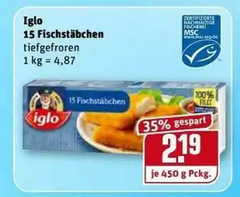REWE Kaufpark Iglo 15 Fischstäbchen Angebot