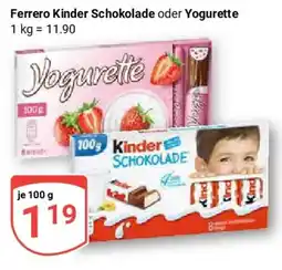 Globus Ferrero Kinder Schokolade oder Yogurette Angebot