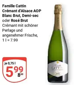Globus Famille Cattin Crémant d'Alsace AOP Blanc Brut, Demi-sec oder Rosé Brut Angebot