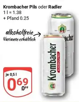 Globus Krombacher Pils oder Radler Angebot