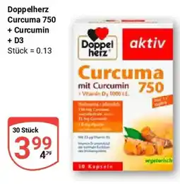 Globus Doppelherz Curcuma 750 + Curcumin + D3 Angebot