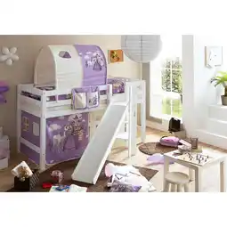Netto Marken-Discount TiCAA Hochbett mit Rutsche Podestbett Tino Buche Weiß Motiv, teilbar mit Farbauswahl Angebot
