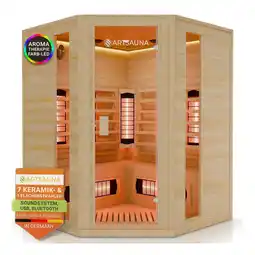 Netto Marken-Discount Artsauna Eck Infrarotkabine Nyborg E150V Vollspektrum mit Ambiente Beleuchtung – 4 Personen Angebot