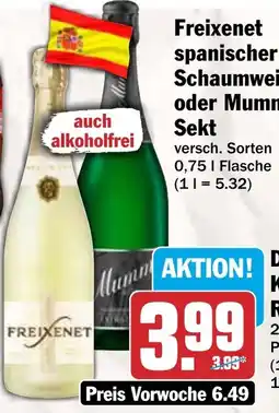 AEZ Freixenet spanischer Schaumwein oder Mumm Sekt Angebot