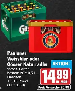 AEZ Paulaner Weissbier oder Gösser Naturradler Angebot