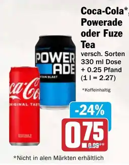 AEZ Coca-Cola Powerade oder Fuze Tea Angebot