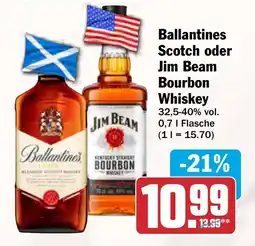 AEZ Ballantines Scotch oder Jim Beam Bourbon Whiskey Angebot