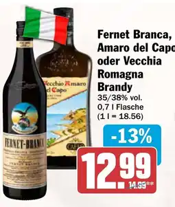 AEZ Fernet Branca, Amaro del Capo oder Vecchia Romagna Brandy Angebot