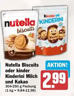 AEZ Nutella Biscuits oder kinder Kinderini Milch und Kakao Angebot