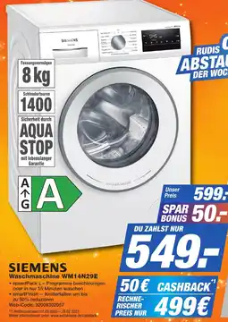 K+B Expert SIEMENS Waschmaschine WM14N29E Angebot
