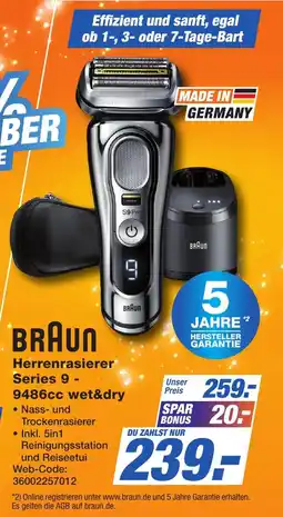 K+B Expert BRAUN Herrenrasierer Series 9 - 9486cc wet&dry Angebot
