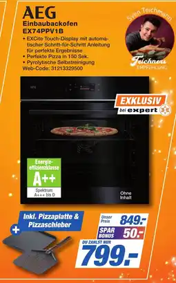 K+B Expert AEG Einbaubackofen EX74PPV1B Angebot