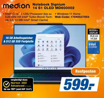 Medion Notebook Signium 14 S1 OLED MD600002