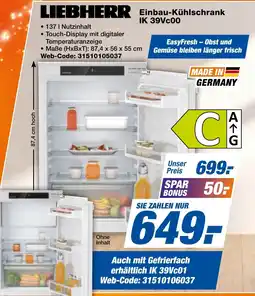 expert Techno Land LIEBHERR Einbau-Kühlschrank IK 39Vc00 Angebot