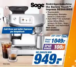 expert Techno Land Sage Siebträgermaschine the Barista Touch™ Impress SES882BSS Angebot