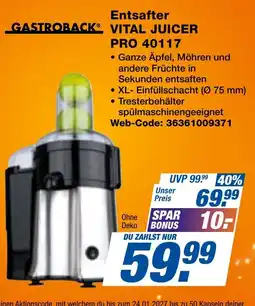 expert Techno Land GASTROBACK® Entsafter VITAL JUICER PRO 40117 Angebot