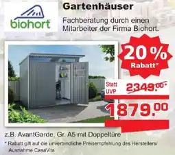 Baustoff-Zentrum biohort Gartenhäuser Angebot