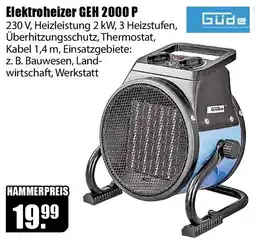 V Baumarkt Elektroheizer GEH 2000 P Angebot