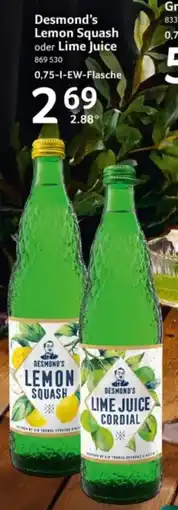 Selgros Desmond's Lemon Squash oder Lime Juice Angebot