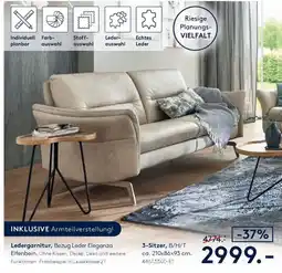Möbel Rieger Ledergarnitur, Bezug Leder Eleganza Elfenbein Angebot