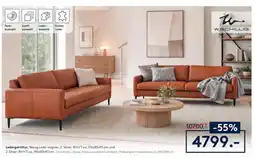 Möbel Rieger Ledergarnitur, Bezug Leder cognac, 2-Sitzer, W.SCHILLIG Angebot
