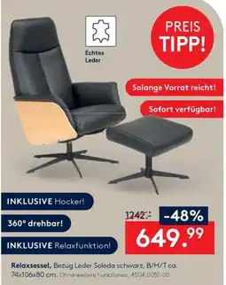 Möbel Rieger Relaxsessel, Bezug Leder Soleda schwarz Angebot