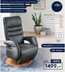 Möbel Rieger Relaxsessel, Bezug Leder Longlife Evita smoke Angebot