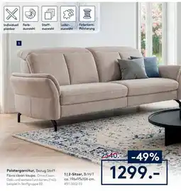 Möbel Rieger Polster garnitur, Bezug Stoff Flora clean taupe Angebot