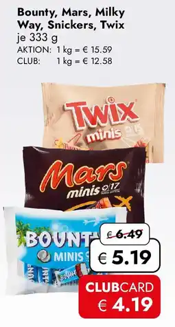 Travel Free Bounty, Mars, Milky Way, Snickers, Twix minis Angebot