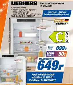 Expert LIEBHERR Einbau-Kühlschrank IK 39Vc00 Angebot