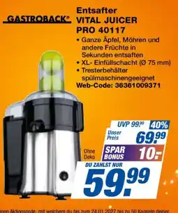Expert GASTROBACK Entsafter VITAL JUICER PRO 40117 Angebot