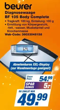 Expert beurer Diagnosewaage BF 105 Body Complete Angebot