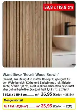 Bauhaus Wandfliese 'Boseli Wood Brown' Angebot