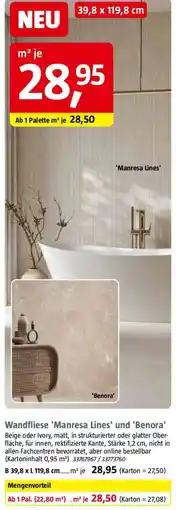 Bauhaus Wandfliese 'Manresa Lines' und Benora Angebot