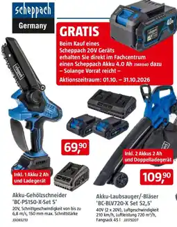 Bauhaus Scheppach Akku-Gehölzschneider 'BC-PS150-X-Set S' Angebot