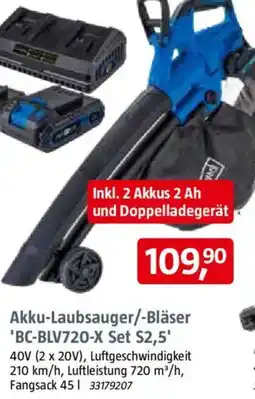 Bauhaus Scheppach Akku-Laubsauger/-Bläser 'BC-BLV720-X Set S2,5' Angebot