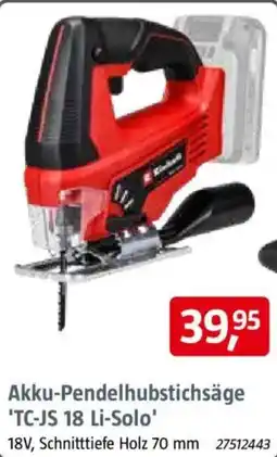 Bauhaus Kraft Akku-Pendelhubstichsäge 'TC-JS 18 Li-Solo' Angebot