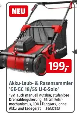 Bauhaus Kärcher Akku-Laub- & Rasensammler 'GE-GC 18/55 LI-E-Solo' Angebot