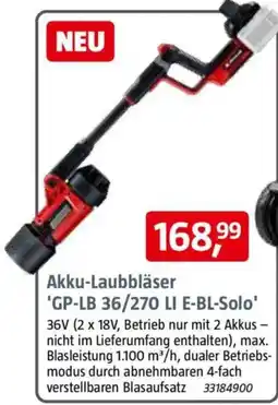 Bauhaus Akku-Laubbläser 'GP-LB 36/270 LI E-BL-Solo' Angebot